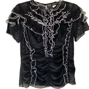 Jovani Black and White Mesh Top with Tank